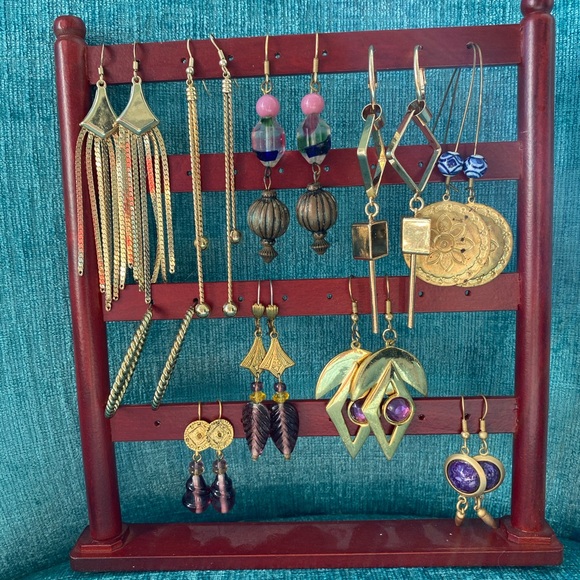 Lot of Earrings TEN Pairs with Display Stand - Picture 1 of 11
